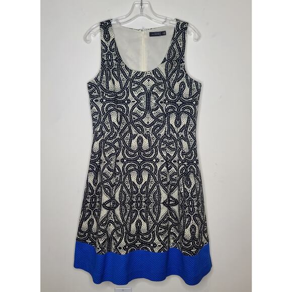 The Limited Dresses & Skirts - The Limited cotton black white geometric sleeveless dress with blue trim - 10